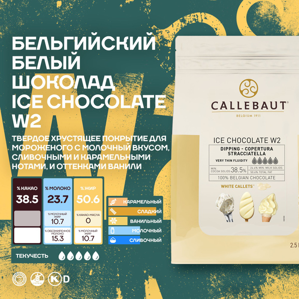 Бельгийский белый шоколад для мороженого Ice Chocolate White Callebaut ...