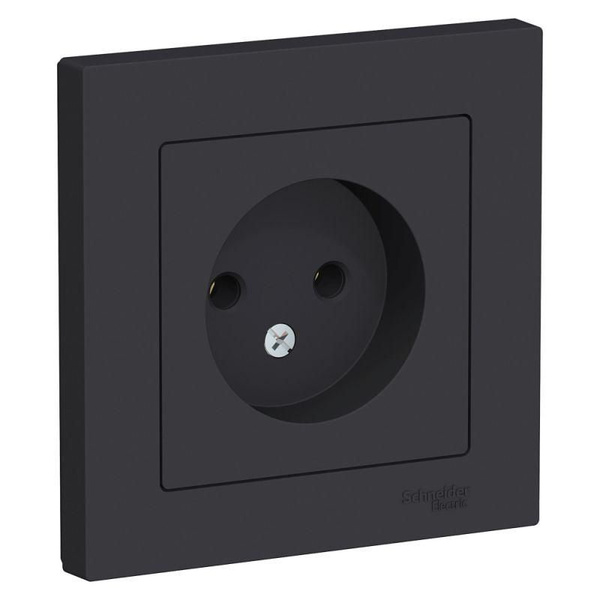 Розетка 1-м СП AtlasDesign 16А IP20 без заземл. в сборе карбон SE ...