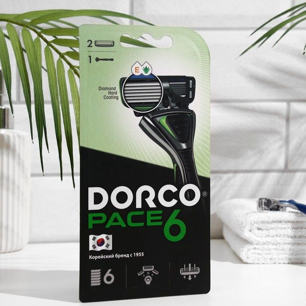 Станок для бритья Dorco Pace 6 + 2 кассеты, 6 лезвий, плавающая головка ...