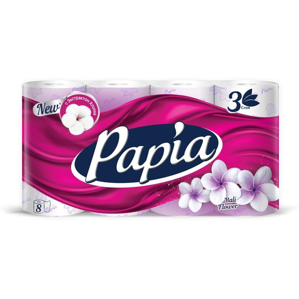 Papia Туалетная бумага Цветы Бали, 8 шт. - купить с доставкой по ...