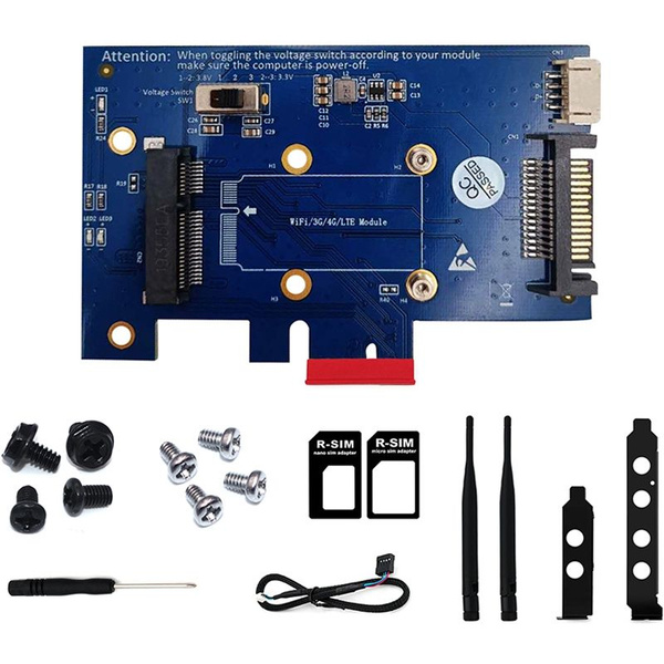 Адаптер сетевой карты PCI Express на PCI E 1x со слотом для SIM карты ...