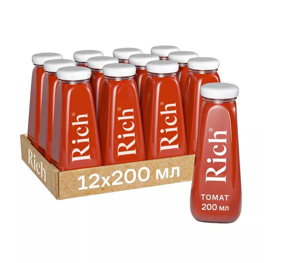 Rich томат стекло 200 мл. / Рич сок томатный в стеклянной бутылке 0,2 л ...