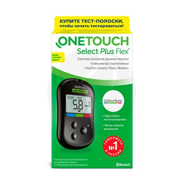 Глюкометр "One Touch Select Plus Flex" с прокалывателем + 10 ланцетов ...