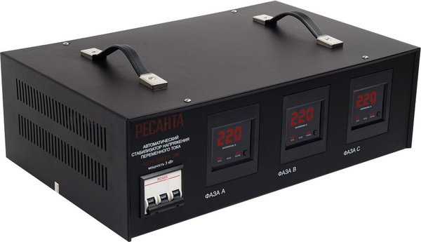 Стабилизатор напряжения электромеханический "РЕСАНТА" 3 кВт, трехфазный ...