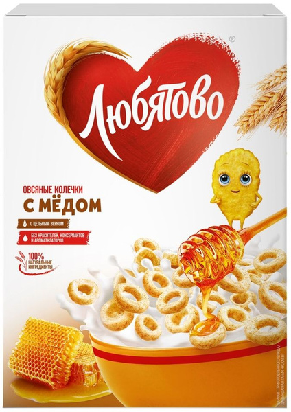 Готовый завтрак Любятово Овсяные колечки с медом 200г - купить с ...