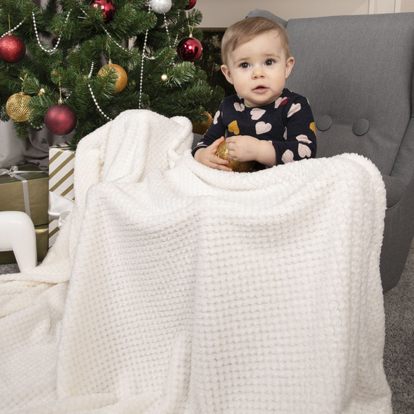 Плед для новорожденных Baby Nice 100х118 см, "Жаккард", молочный. Велюр ...