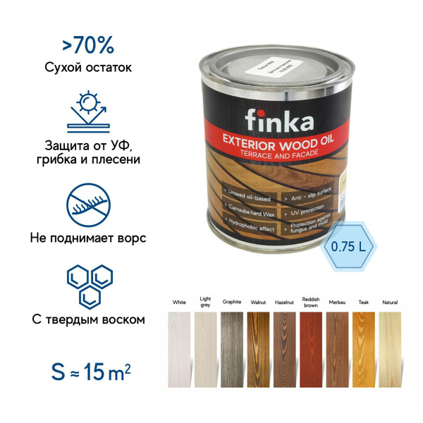 Масло Finka Exterior Wood Oil White (уайт) 0,75 L для террас и фасадов ...