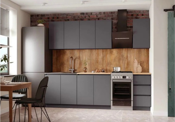 Кухонный гарнитур Мори 2 м прямая кухня графит купить по выгодной цене ...