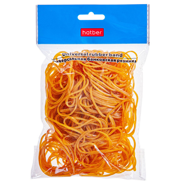Резинка банковская Hatber диаметр 38мм, длина 60мм, 100г в пакете с ...