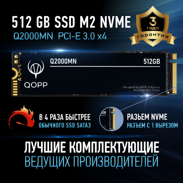 512 ГБ Внутренний SSD-диск QOPP TLC 3D NAND 2280 Q2000MN (Q1SSD-NVMe ...