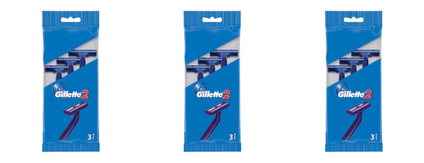 Gillette Одноразовые мужские бритвы Gillette2, с 2 лезвиями, 3 шт, 3 ...