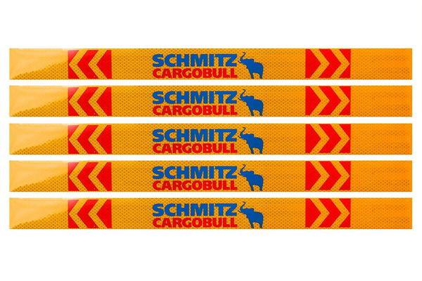 Наклейка Лента желтая светоотражающая SCHMITZ (синяя надпись) 0,65 м ...