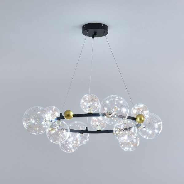 черная постмодернистская светодиодная люстра. Диаметр 800мм 60w ...