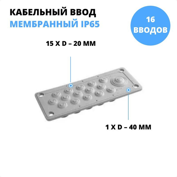 Кабельный ввод мембранный HTC-16 IP54 16 вводов 1xD40, 15xD20 ...