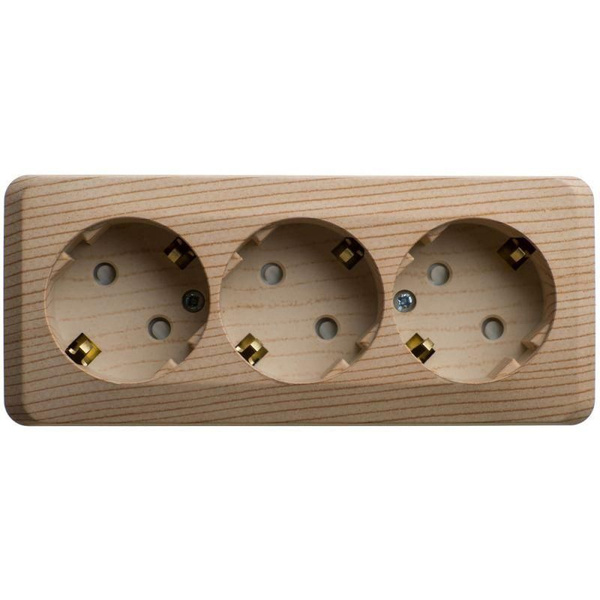 Розетка 3-м ОП Этюд 16А IP20 250В с заземл. защ. шторки сосна SE PA16 ...