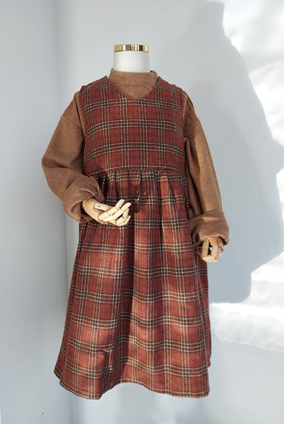 Сарафан в клетку для школы коричневый классический на каждый день ...