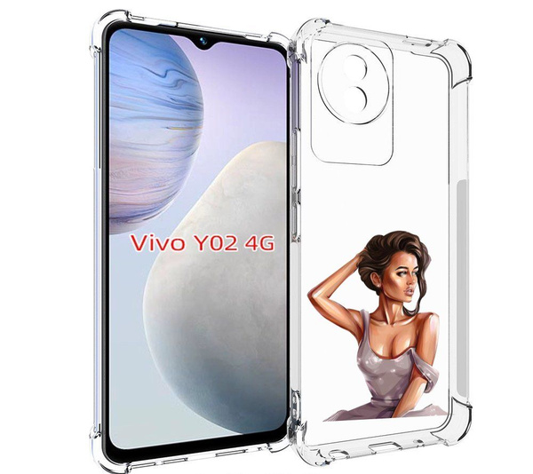 Чехол-бампер MyPads для Vivo Y02 с рисунком Девушка-с-прической женский ...
