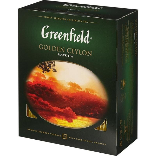 Greenfield Чай в пакетиках Golden Ceylon, черный, 100 пакетиков ...