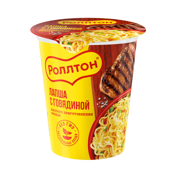 Лапша быстрого приготовления Роллтон с говядиной, в стакане, 70 г ...