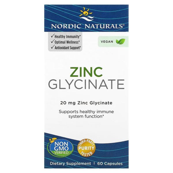 Nordic Naturals, глицинат цинка, 20 мг, 60 капсул - купить с доставкой ...