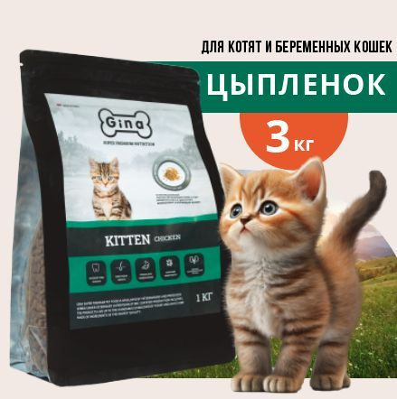 Корм сухой для котят, беременных и кормящих кошек Gina Kitten Chicken ...