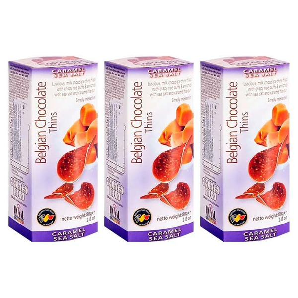 Шоколадные чипсы Belgian Chocolate Thins Caramel & Sea Salt со вкусом
