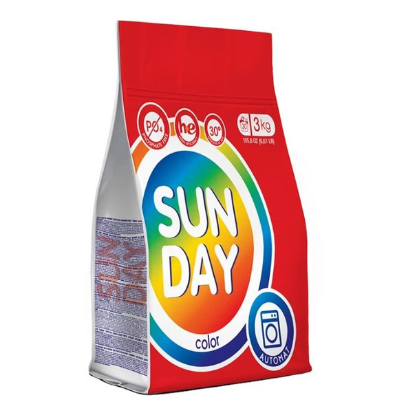 Sunday Стиральный порошок 3000 г 30 стирок Для цветных тканей - купить ...
