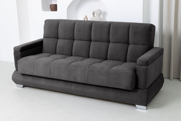 Прямой диван Прайм 5_Catania black, механизм Книжка, 230х100х100 см ...