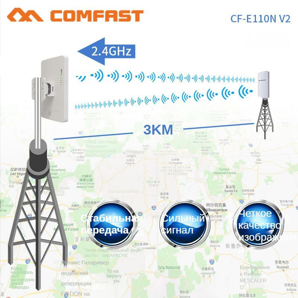 Wi-Fi-мост COMFAST 1шт 1-3км Открытый Wifi Маршрутизатор роутер CF ...