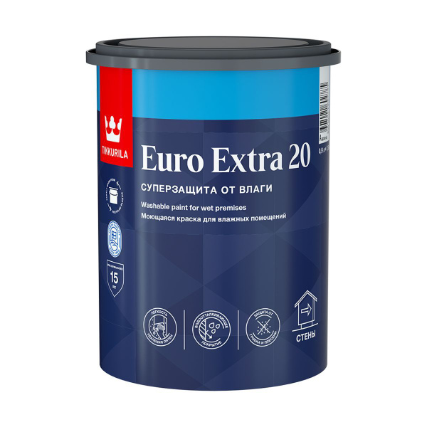 Моющаяся краска для влажных помещений, база A 0,9 л TIKKURILA EURO ...