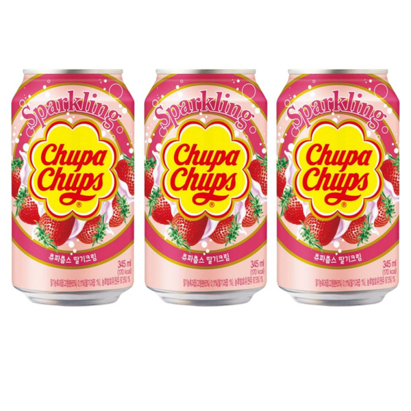 Газированный напиток Chupa Chups Strawberry / Чупа Чупс Клубника 345мл ...