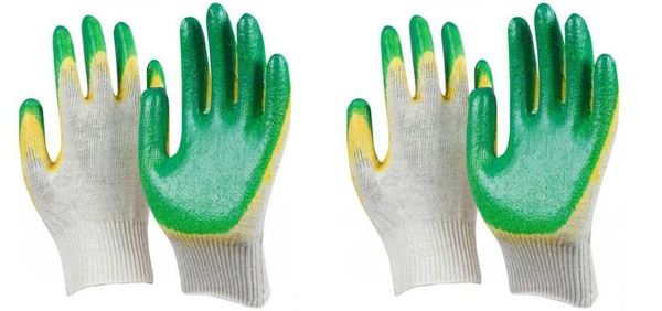 Перчатки трикотажные с двойным латексным обливом, зеленые х 2уп купить ...