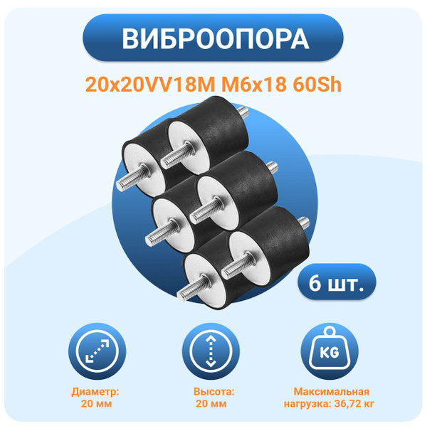Виброопора для оборудования 6 мм 20x20VV18M_OLD купить по выгодной цене ...
