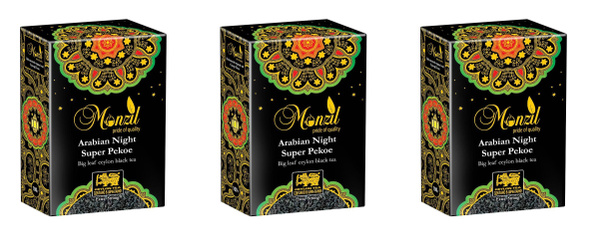 Monzil Чай черный Арабская ночь Super Pekoe, крупнолистовой, 100 г, 3 ...