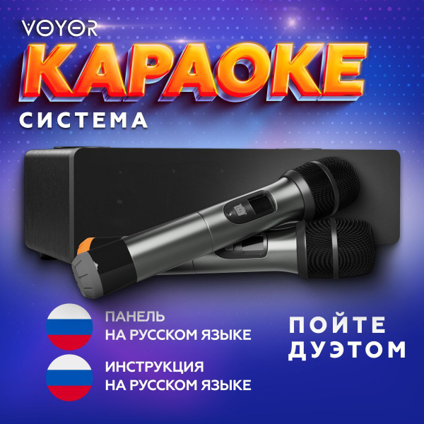 Караоке система для дома/телевизора с двумя беспроводными микрофонами ...