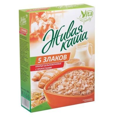 Живая каша, хлопья 5 злаков ц/з с проростками (300г) - купить с ...