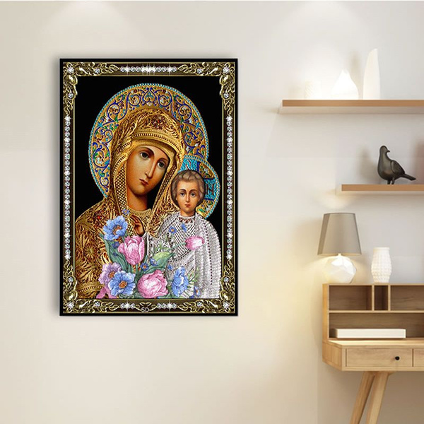 Алмазная мозаика 40х50 "икона Божьей Матери" для взрослых / живопись ...