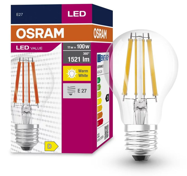Филаментная, Светодиодная Лампочка OSRAM E27 Груша 1420 Лм 2700 К ...