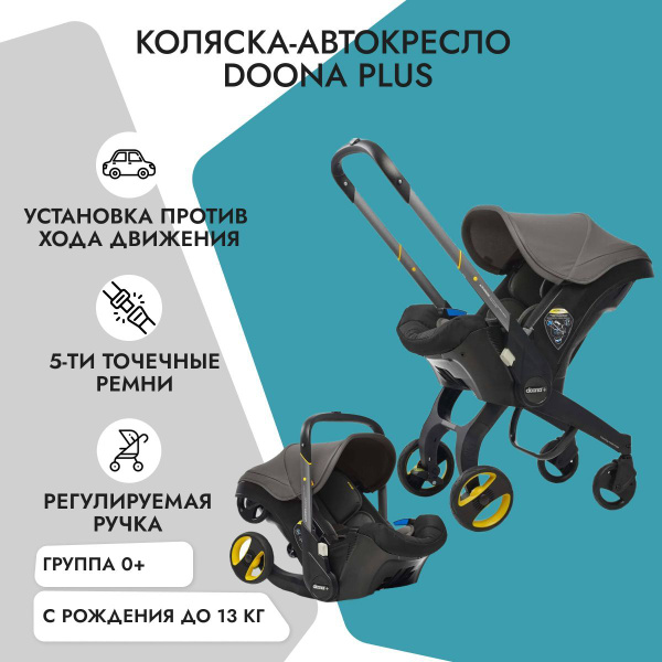 Детское автокресло-коляска Doona + Grey Hound, группа 0+, с рождения до ...