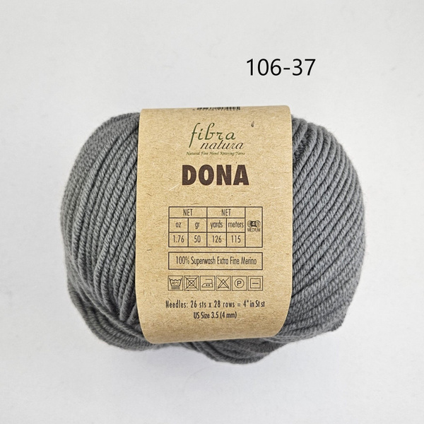 Пряжа Fibra Natura Dona/Фибра Натура Дона/, цвет 106-37 - Темный серый ...
