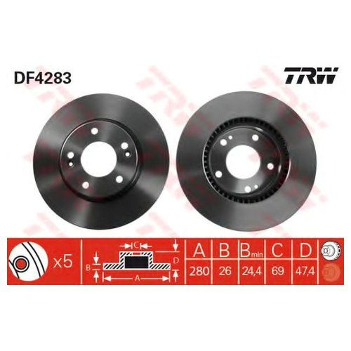 Диск торм задн TRW TRW DF4283 - купить по низкой цене в интернет ...