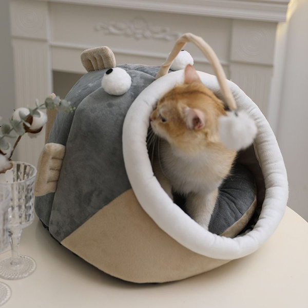 Кошачье гнездо, полузакрытый дом для животных, теплая кровать для ...