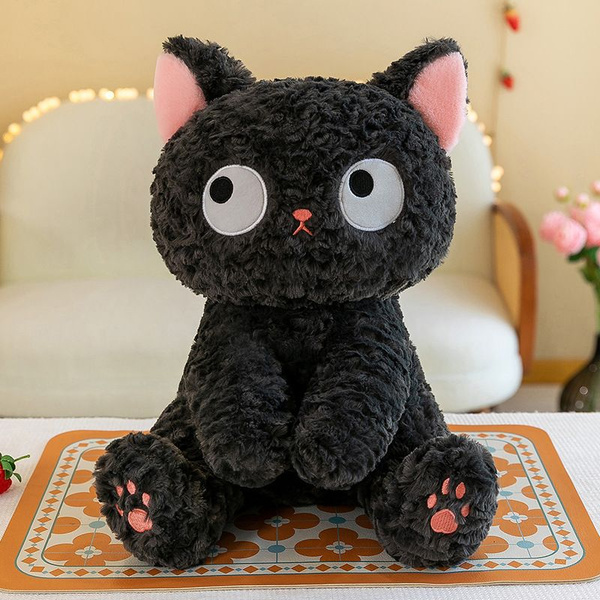 Кукла черного кота плюшевая игрушка кота с большими глазами тряпичная ...