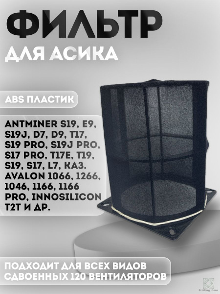 Фильтр для асика на вентилятор 120, черный, 1 шт. - купить кулер по ...