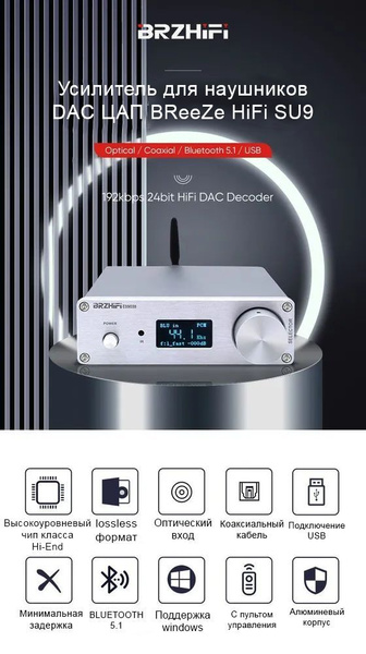 Усилитель для наушников DAC ЦАП BReeZe HiFi SU9 чип DualCore ES9038 ...