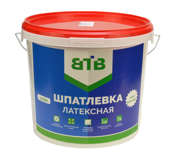 Латексная шпатлевка для стен ВТВ Профи 8 кг для внутренних работ ...