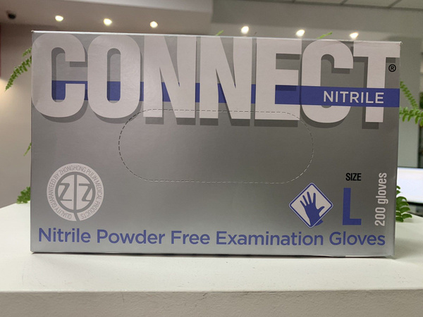 Перчатки нитриловые Connect Blue Nitrile, размер L, 100 пар - купить с ...