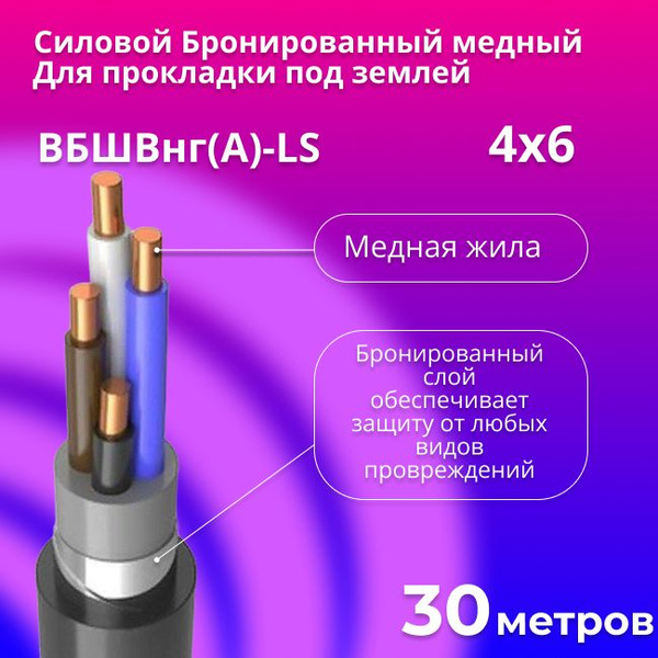 Силовой кабель Электрокабель НН ВБШвнг(A)-LS 4 6 мм² - купить по ...