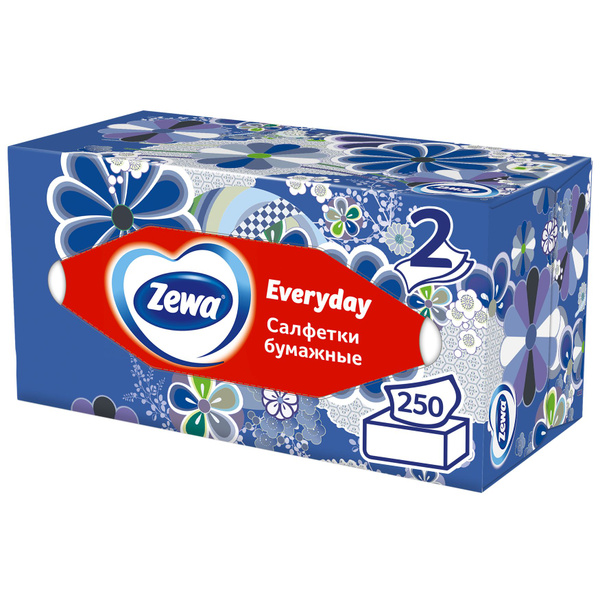 Салфетки бумажные в коробке Zewa Everyday, 2 слоя, 250 шт. - купить с ...
