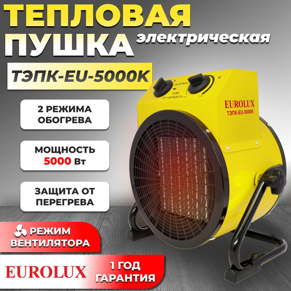 Электрическая теплопушка Eurolux ТЭПК-EU-5000K - купить по выгодной ...